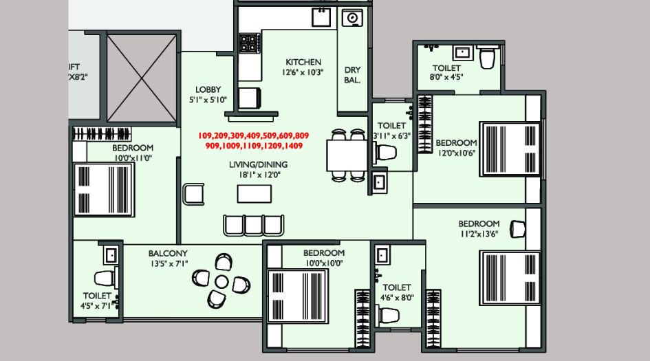 Sankalp-Hilife-Floor-Plan-4 BHK